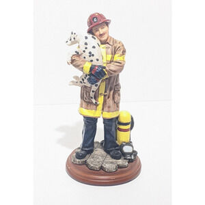 Fireman and Dalmatian Figurine Red Hats of Courage THANK YOU BOY 1999